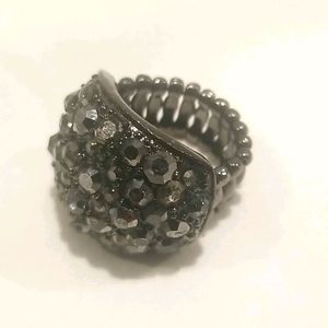HEMATITE Smoky Quarts Stretch Ladies Ring